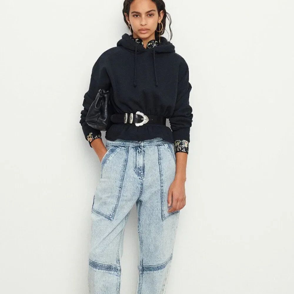 ba&sh Daris Cropped Hoodie in Black - Size 1